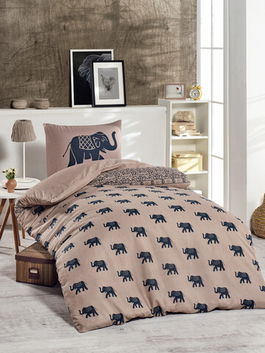 Lenjerie de pat pentru o persoana 2 piese, Fil, EnLora Home, 65% Bumbac/35% Poliester