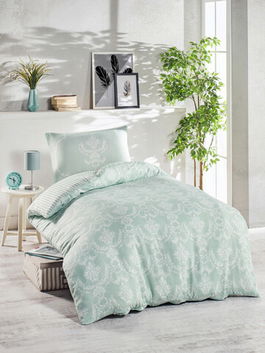Lenjerie de pat pentru o persoana 2 piese, Pure, EnLora Home, 65% Bumbac/35% Poliester