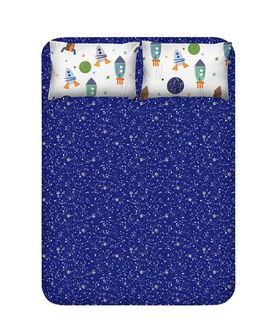 Set de pat dublu 3 piese, Spacex, EnLora Home, Bumbac Ranforce