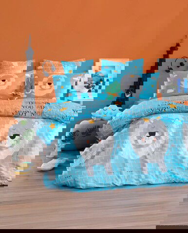 Set cuvertura dubla 3 piese, Aslan Kral, EnLora Home, Bumbac Ranforce