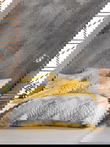 Lenjerie de pat pentru o persoana, Gray, EnLora Home, Bumbac Ranforce