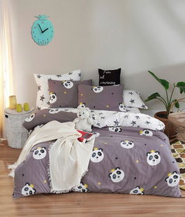 Lenjerie de pat dubla, Kral Panda, EnLora Home, Bumbac Ranforce