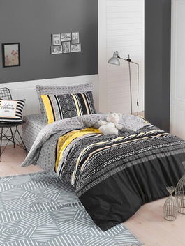 Lenjerie de pat pentru o persoana, Formas, EnLora Home, Bumbac Ranforce