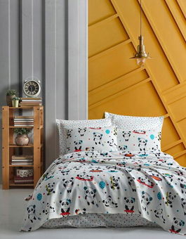 Set cuvertura pique dubla, Love Pandas, EnLora Home, Bumbac