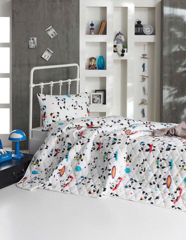 Set cuvertura dubla 3 piese, Love Pandas, EnLora Home, Bumbac Ranforce