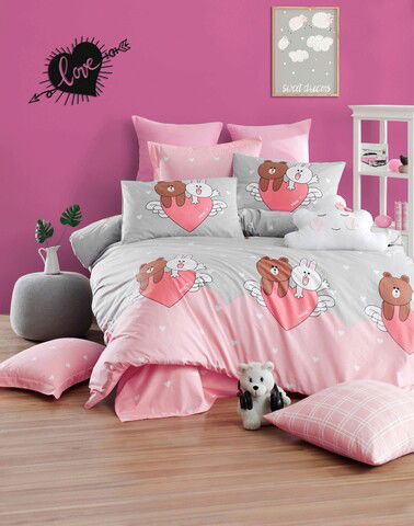 Lenjerie de pat dubla, Felices, EnLora Home, Bumbac Ranforce