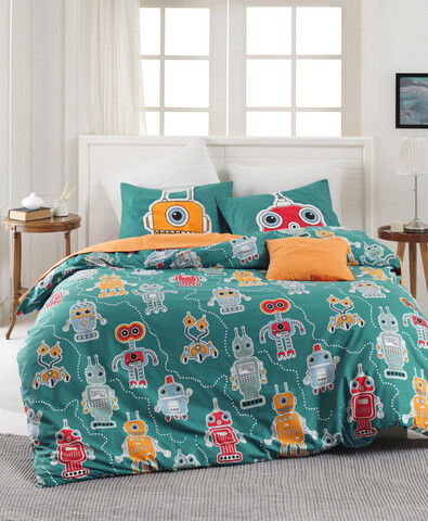 Lenjerie de pat dubla, Robotte, EnLora Home, Bumbac Ranforce