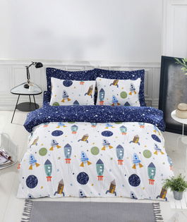Lenjerie de pat dubla, Spacex, EnLora Home, Bumbac Ranforce