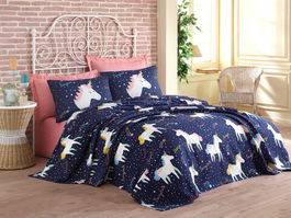 Set cuvertura pique dubla, Magic Unicorn, Eponj Home, Bumbac