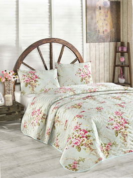 Set cuvertura matlasata Single 160x220 cm, 2 piese, Alanur, Eponj Home, 65% Bumbac/35% Poliester(Husa)/