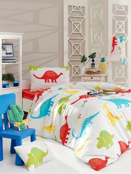 Lenjerie de pat pentru o persoana, Dinazorus, Eponj Home, 65% Bumbac/35% Poliester