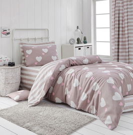 Lenjerie de pat pentru o persoana, Herz, Eponj Home, 65% Bumbac/35% Poliester
