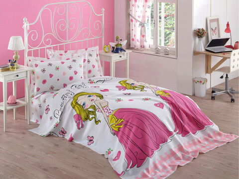 Set cuvertura pique Single, Beatiful Girl, Eponj Home, Bumbac