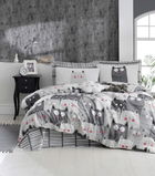Lenjerie de pat dubla, Duvarda Kediler, Eponj Home, 65% Bumbac/35% Poliester