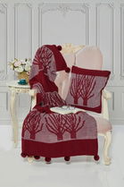 Set patura si perna Single Tricot 130x170 cm, 45x45 cm, Ponpon, Evlen Home - Bedroom, Fibre acrilice