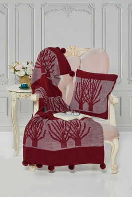 Set patura si perna Single Tricot 130x170 cm, 45x45 cm, Ponpon, Evlen Home - Bedroom, Fibre acrilice