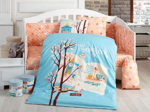 Lenjerie de pat pentru copii 4 piese, Dream Clock, Hobby, Bumbac Poplin