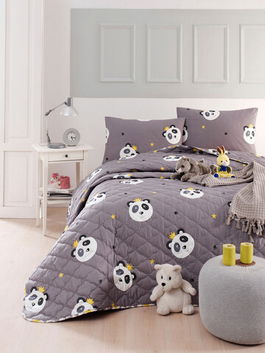 Cuvertura matlasata Single XXL (DE), 155x200 cm, Kral Panda, Mijolnir, Bumbac Ranforce