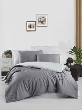 Lenjerie de pat dubla, Grey, Victoria, Bumbac Satinat