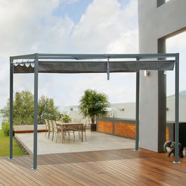 Outsunny Foisor Pergola cu Panza Glisanta pentru Exterior, 298 x 213 x 222 cm