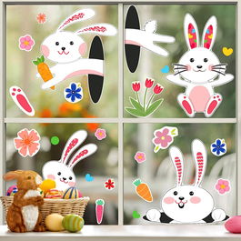 Set de 4 coli cu autocolante de fereastra pentru Paste Zonon, PVC, multicolor, 33 x 27 cm