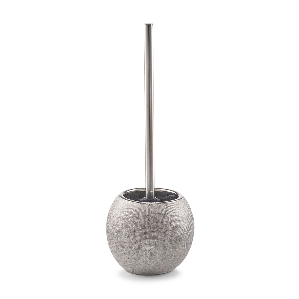 Perie de toaleta cu suport din ceramica, Glitter Silver, Ø 12xH34 cm