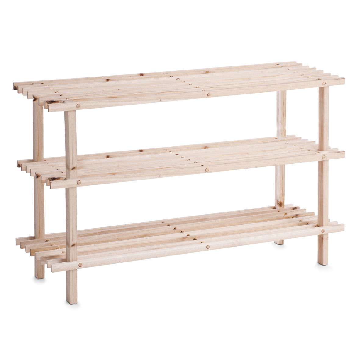 Suport pentru incaltaminte, din lemn, 2-Natural Wood, l80xA26xH49,5 cm