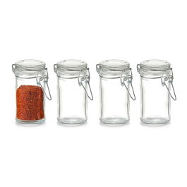 Set 4 borcane pentru depozitare Mini, inchidere ermetica, 100 ml, Ø 4,5xH8,4 cm