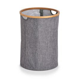 Cos pentru rufe din poliester, Hamper Gri, Ø36xH50 cm