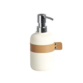 Dozator pentru sapun din polirasina, Leather Crem, Ø7,6xH18,5 cm