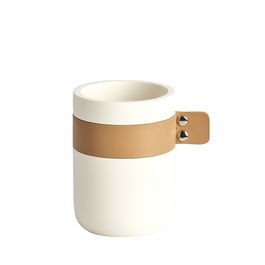 Pahar din polirasina pentru periuta de dinti, Leather Crem, Ø7,6xH10 cm