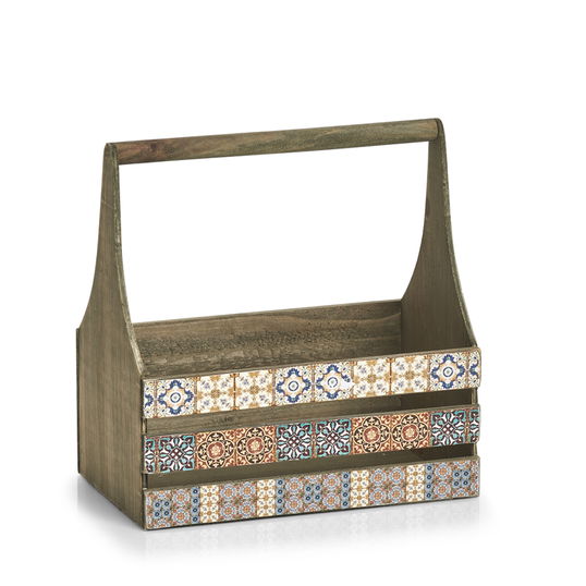 Cutie pentru depozitare din lemn Mosaic Tall Multicolor, L31xl19xH32 cm
