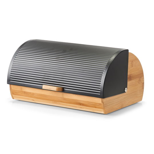 Cutie pentru paine, din bambus si metal, Bread Bin Natural / Negru, l39xA27xH19 cm