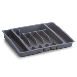 Organizator pentru tacamuri, din plastic, Tray Gri, 6-8 compartimente, l29-50xA38xH6,5 cm