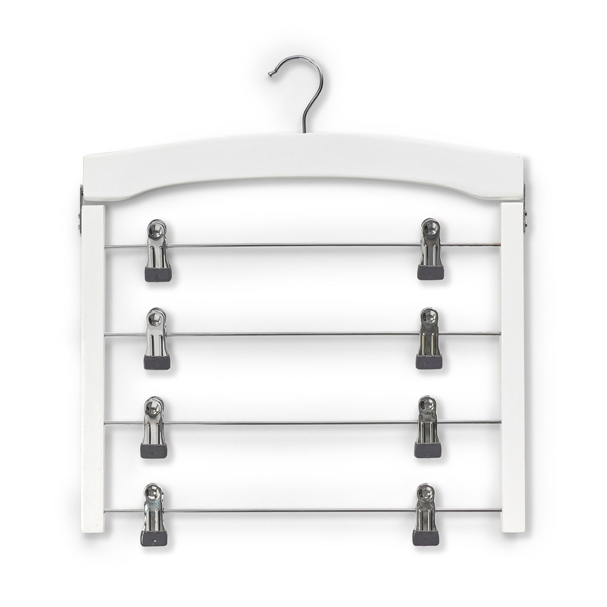 Umeras multiplu din metal si lemn pentru fuste, cu cleme metalice, Belt Alb, l39xH43 cm