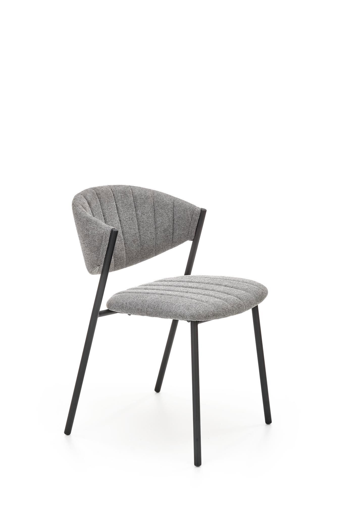 Scaun tapitat cu stofa si picioare metalice, Kai-469 Gri / Negru, l50xA58xH78 cm