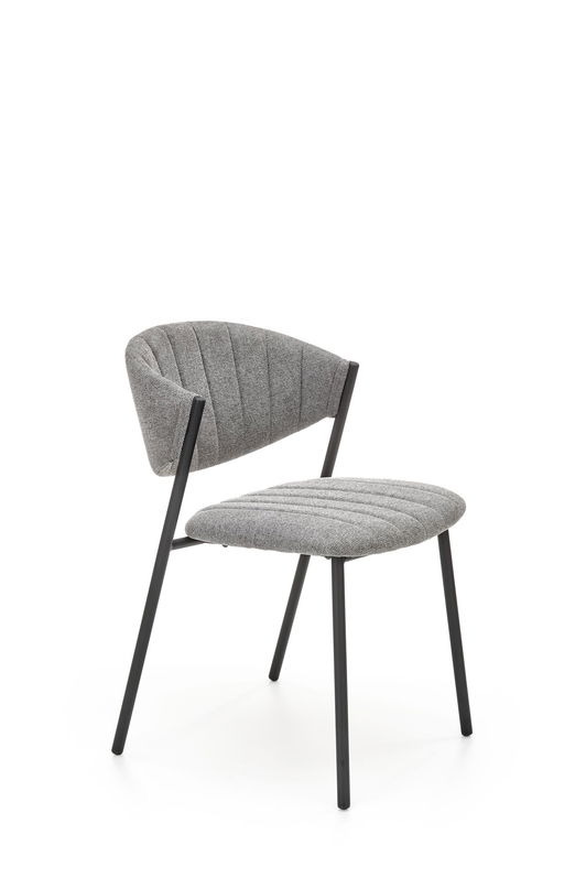 Scaun tapitat cu stofa si picioare metalice, Kai-469 Gri / Negru, l50xA58xH78 cm