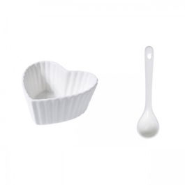 Set 6 boluri pentru gustari Heart, 4 x 9 cm, portelan, alb