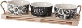 Set boluri pentru gustari Tapas, 4 piese, portelan, alb/negru