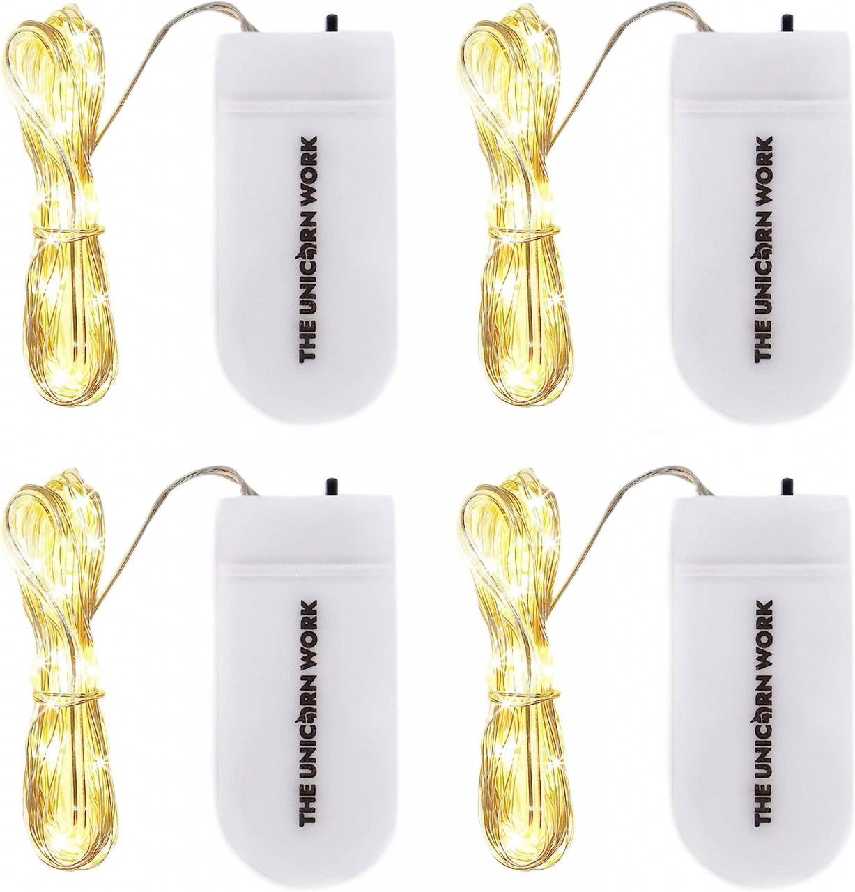 Set de 4 instalatii cu 30 micro LED-uri The Unicorn Work, IP65, cupru/plastic, alb , 3 m