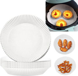 Set de 50 hartii de copt pentru friteuza cu aer TOYVIDDY, alb, 20 x 4,5 cm