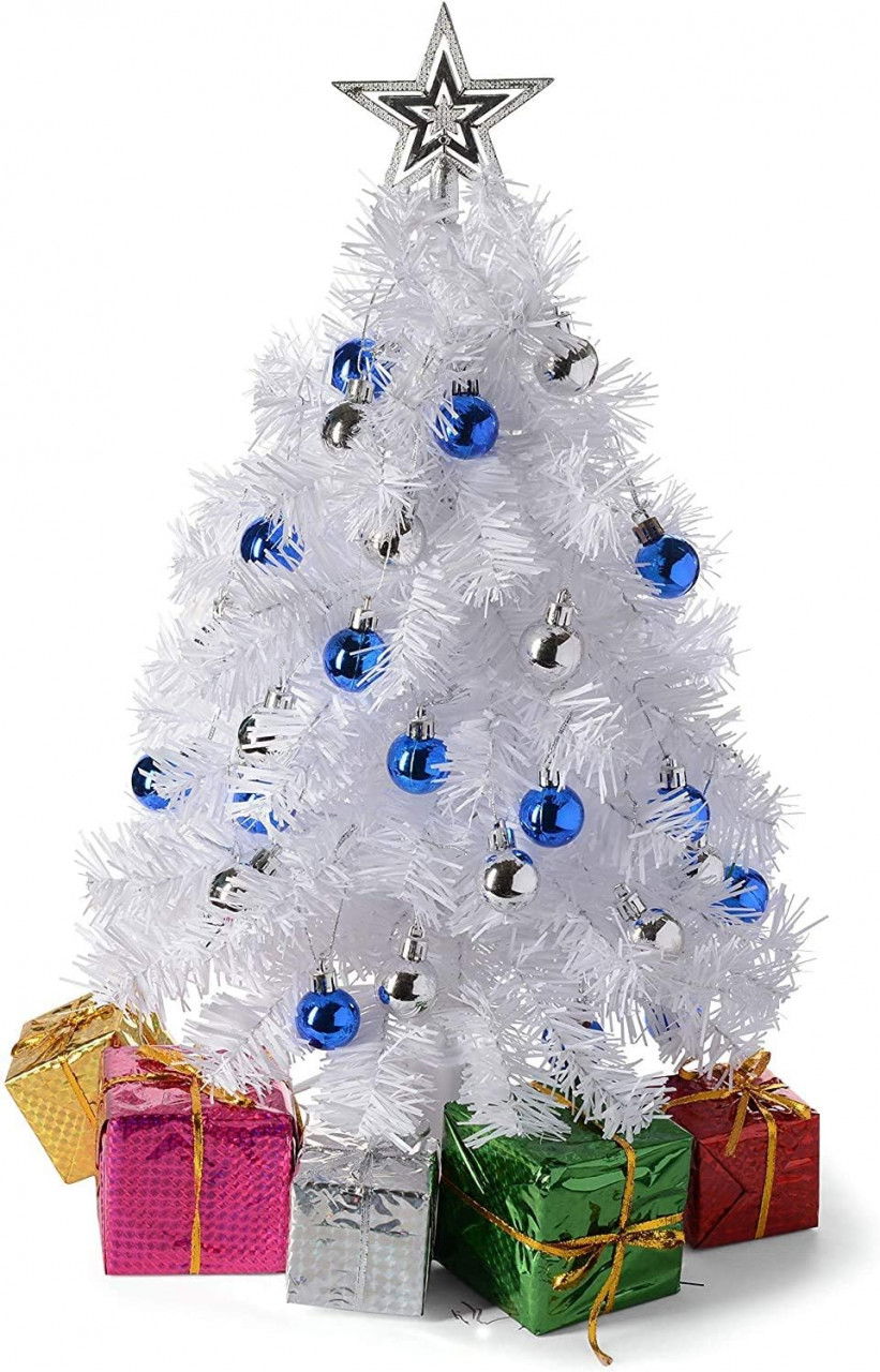 Mini brad de Craciun Prextex, LED, plastic, multicolor, 58 cm