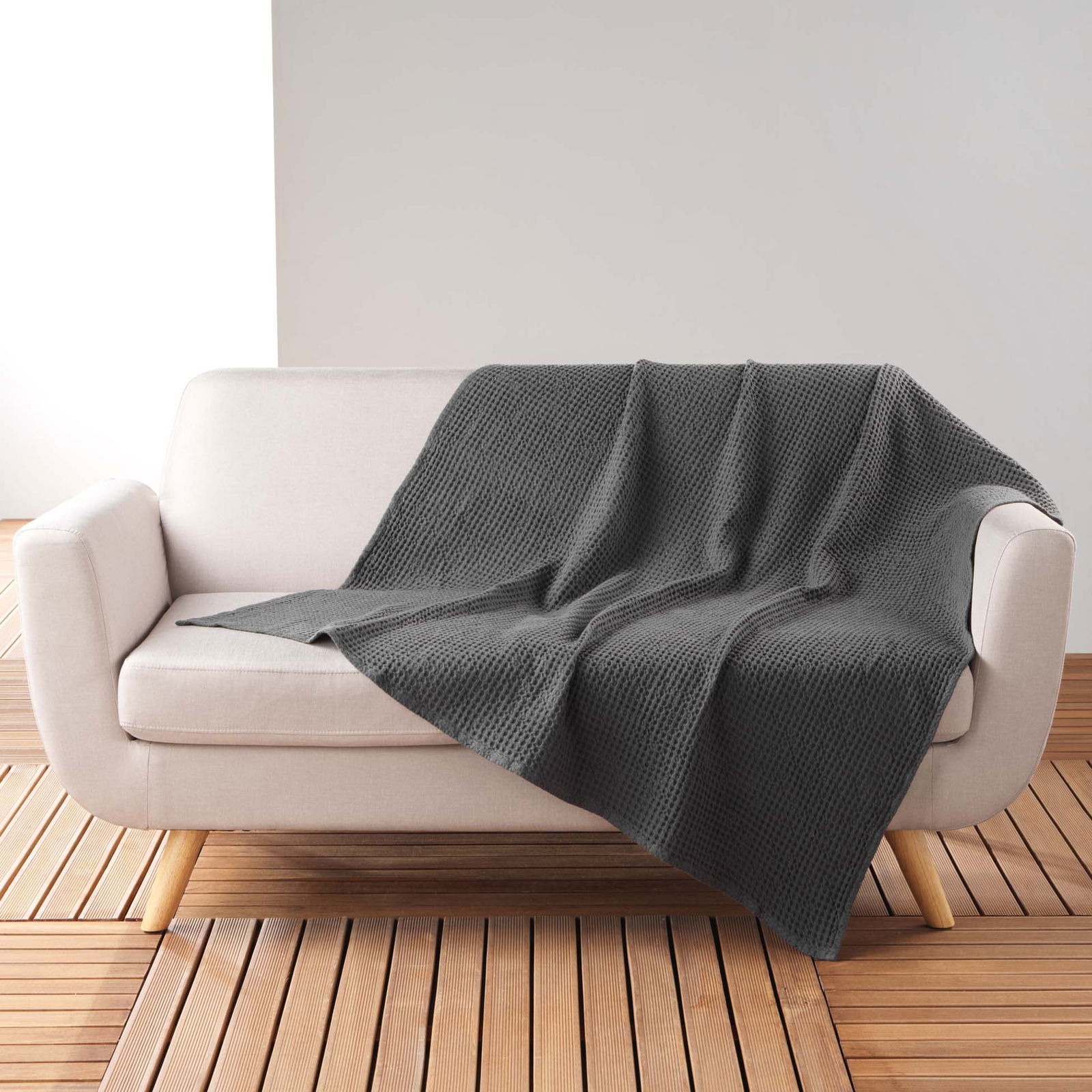 Patura decorativa Gaufrette Grafit, 125 x 150 cm