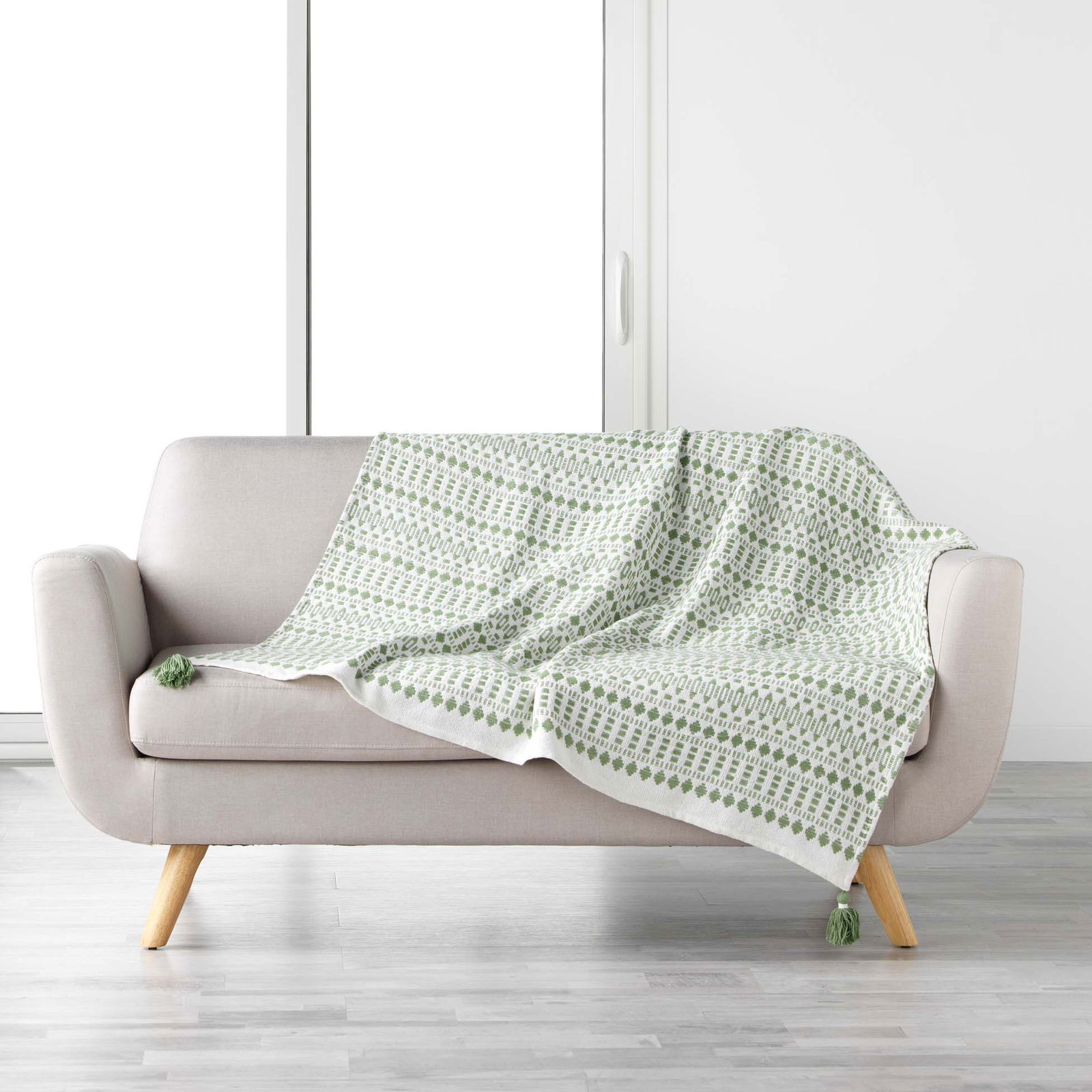 Patura decorativa Maldives Alb / Kaki, 125 x 150 cm