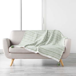 Patura decorativa Maldives Alb / Kaki, 125 x 150 cm