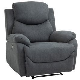 HOMCOM Canapea Rabatabila Ergonomica cu Baza Metalica, Scaun capitonat cu Cotiere, pentru Sufragerie Dormitor Camera de Camin Birou Gri Inchis