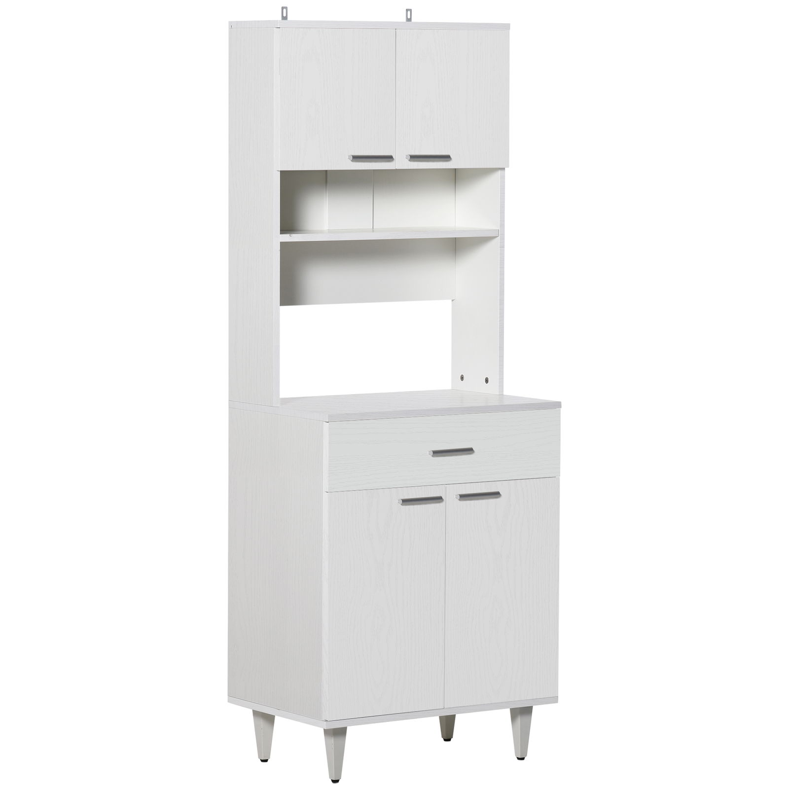 HOMCOM Dulap mare de bucatarie clasic din lemn, alb