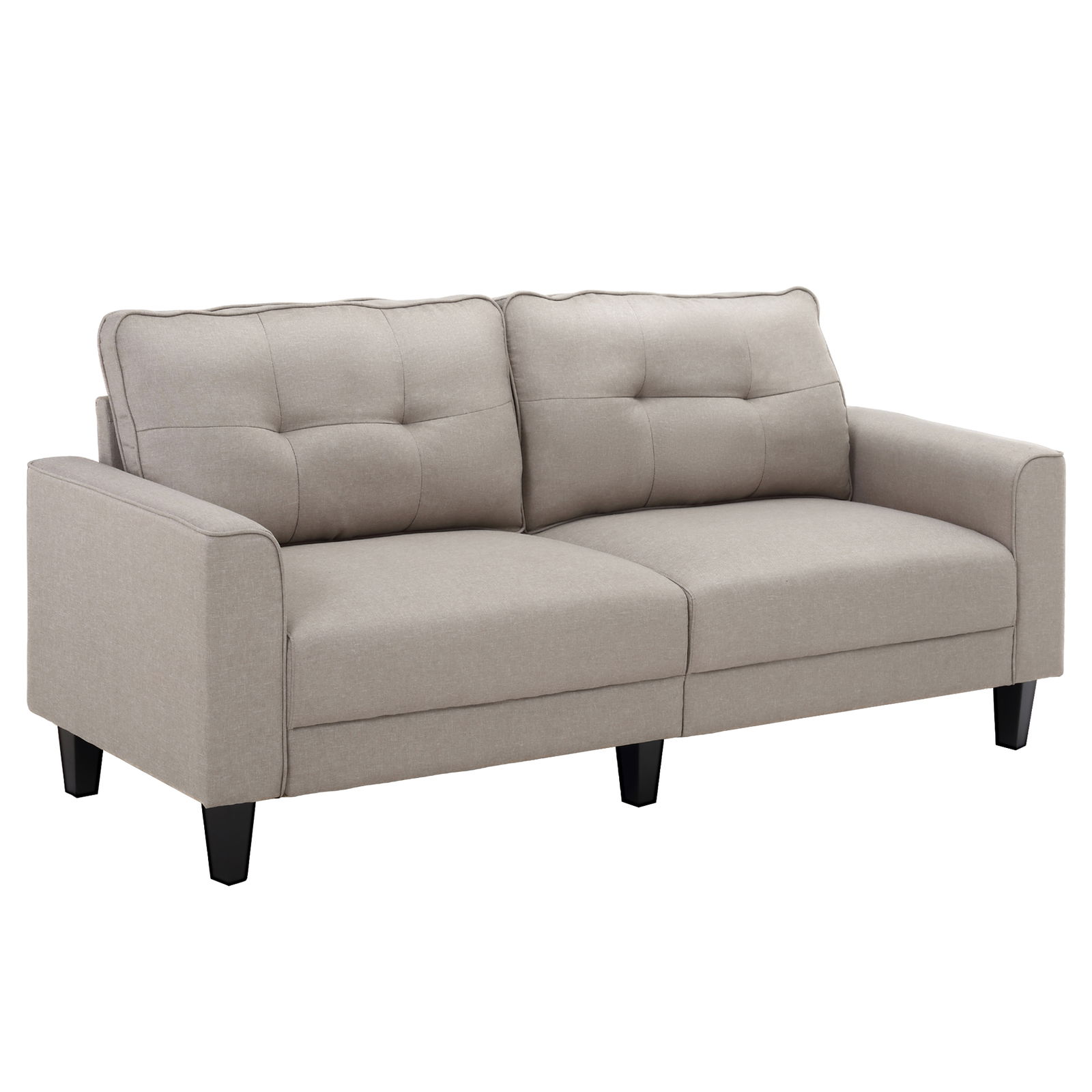 Canapea HOMCOM 2 Locuri cu Tapiterie din Material textil cu efect de In, Canapea Moderna Tapitata cu 6 Picioare din Lemn si Cotiere Bej