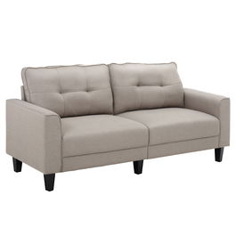Canapea HOMCOM 2 Locuri cu Tapiterie din Material textil cu efect de In, Canapea Moderna Tapitata cu 6 Picioare din Lemn si Cotiere Bej
