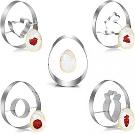 Set de 5 forme pentru prajituri de Paste WELLXUNK, otel inoxidabil, argintiu, 7 x 5 cm